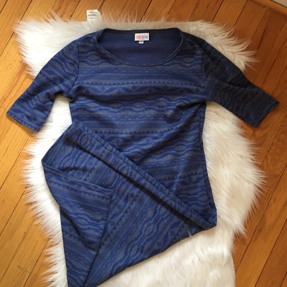 Blue tribal body con dress