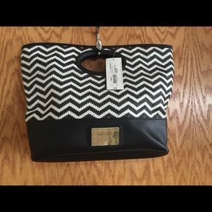 Nicole by Nicole Miller chevron straw clutch purse