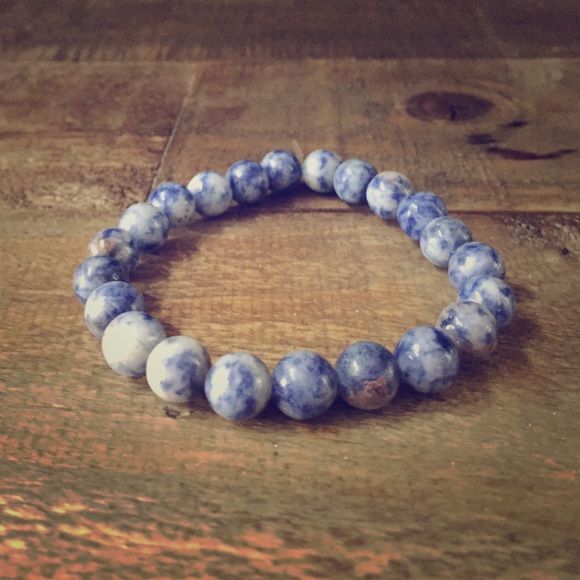 NWT Blue Natural Stone Stretch Statement Bracelet