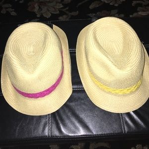 Hats, with ribbon yellow and pink