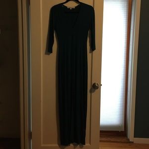 3/4 sleeve teal maxi dress