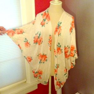 Creme Floral Summer Shawl Beachwear Festival