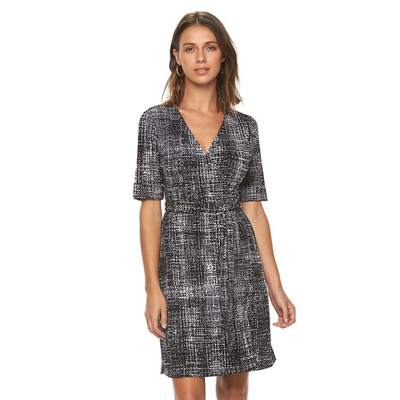 NWT Apt 9 Black & White Faux Wrap dress size XL