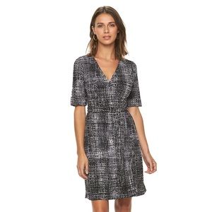 NWT Apt 9 Black & White Faux Wrap dress size XL