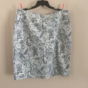 Blue white Mikarose Paisley Skirt Plus size