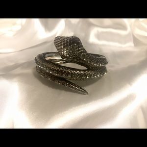Black snake bracelet/arm cuff with set rhinestones