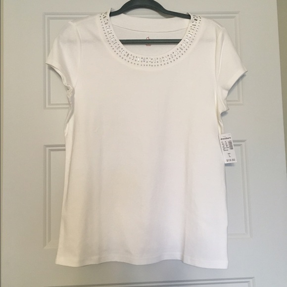 NWT Dressbarn White top with silver accents size L