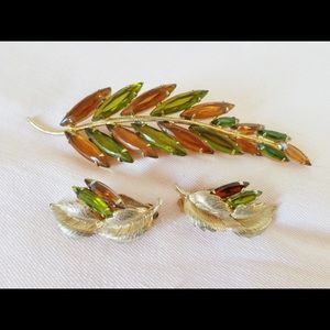 1960s JULIANA Navette Leaves Brooch & Earrings