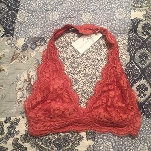 Lace halter bra (dusty rose)