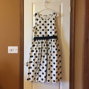 JCrew black and white polka dot dress.
