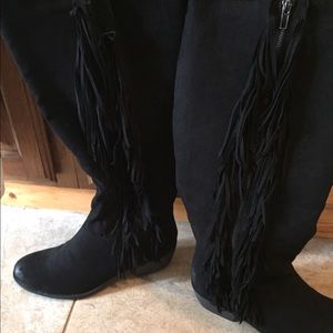 Black Francesca Fringe Boots