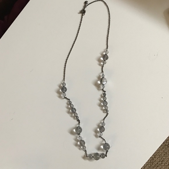J. Crew - Long clear gray/blue necklace