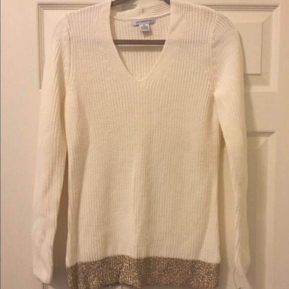 Liz Claiborne cream and gold sweater