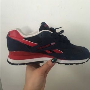 Navy blue and red reebok