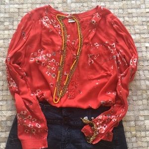Red Flower print ESPRIT blouse size M