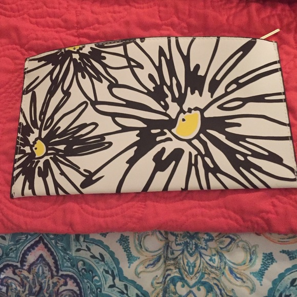 Black, white, and yellow floral clutch - Picture 1 of 2
