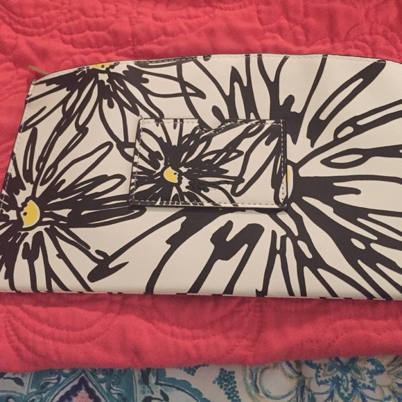 Black, white, and yellow floral clutch - Picture 2 of 2