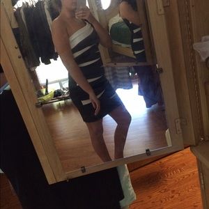Black and white striped dress