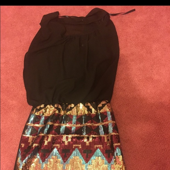 Black and sequence pattern dress