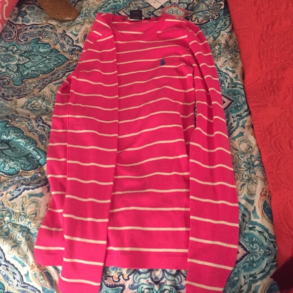 Pink and white striped Polo long sleeve - Picture 1 of 1