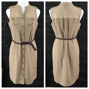 Khaki Button Up Dress