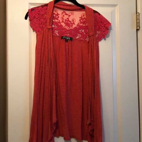 Coral colored shirt overlay