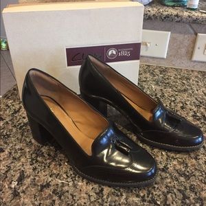 Clarks loafers with heel