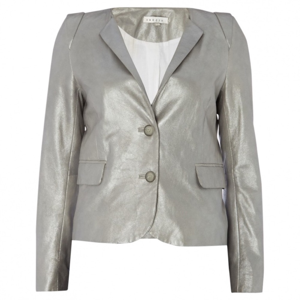 🎉HOST PICK🎉Sandro Silver leather jacket NEW