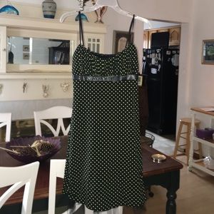 Black and green polka dot dress