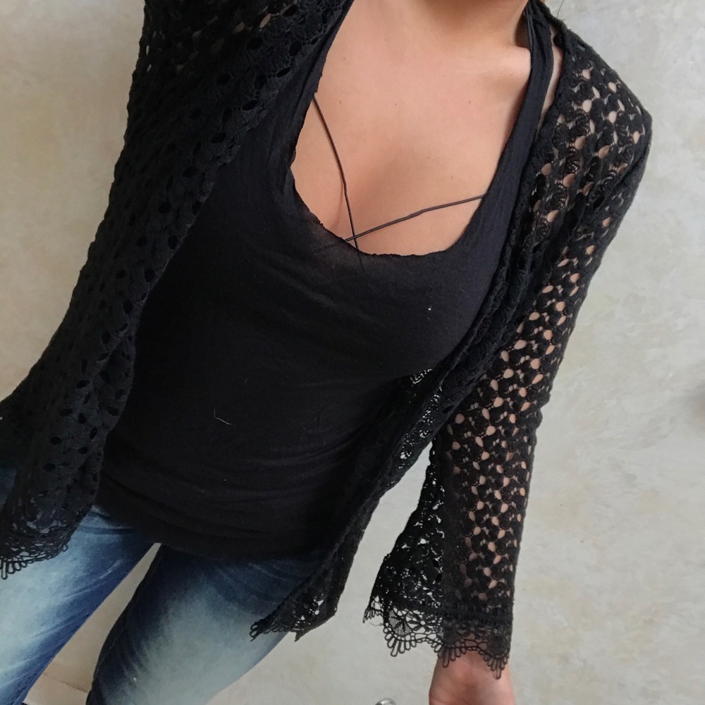 Black lace cardigan/cover-up