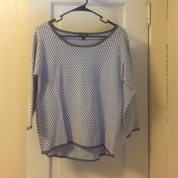 Express gray and white polka dot sweater