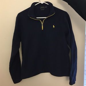 Polo navy blue fleece with yellow trim