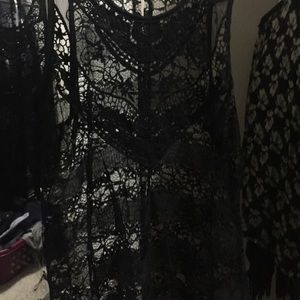 Black lace sheer top