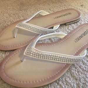 White Rhinestone Sandals