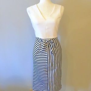 Leith Striped Tie Front Midi Skirt