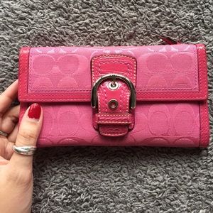 Pink Coach Bi Fold Wallet