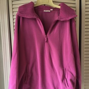 Pink pullover fleece with knitted collar