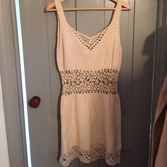 Crocheted vintage dress, size small, cream colored