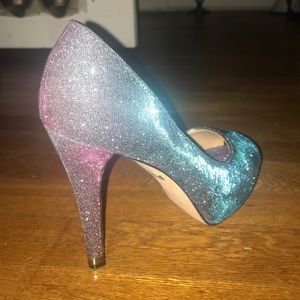 Badgley Mischka colorful sparkle peep toe pumps!