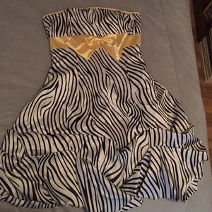 Size 6 Zebra Print May Queen Couture Dress