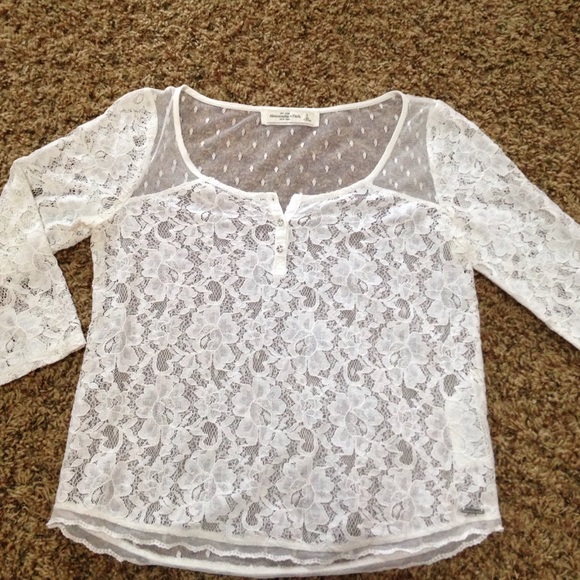 Abercrombie and Fitch 3/4 sleeve lace shirt - Picture 1 of 2