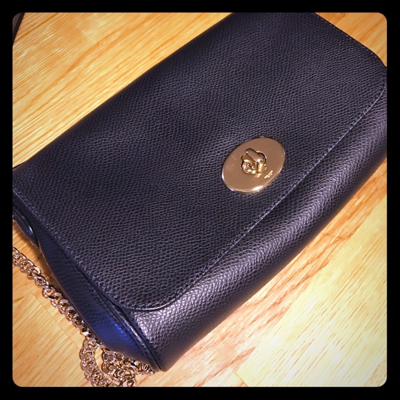 Coach Navy/Gold Leather Crosstown Crossbody Bag