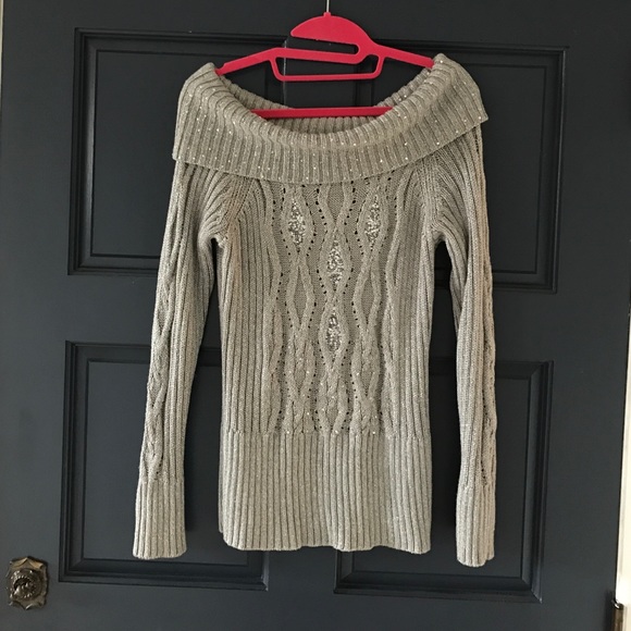 White House Black Market cowl neck sequin sweater - Picture 1 of 4