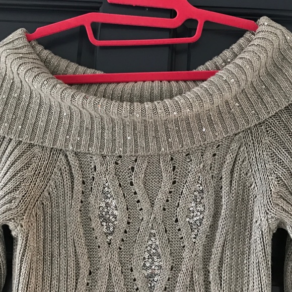 White House Black Market cowl neck sequin sweater - Picture 4 of 4