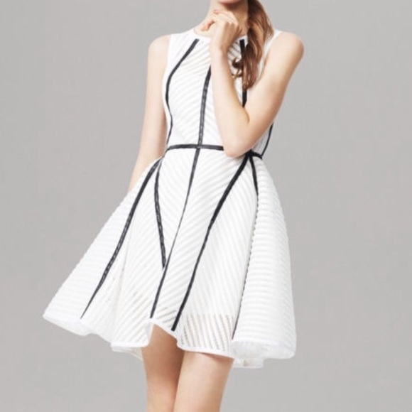 Milly Dresses & Skirts - Milly lamb skin trimmed mesh dress