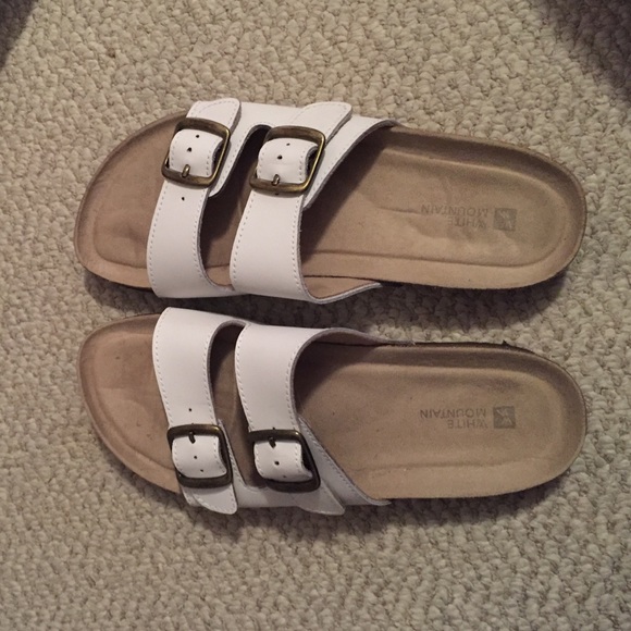 White Birkenstock Style Sandals