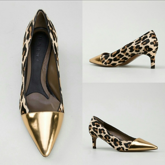 MARNI leopard print pump with gold pointy toes ⬇️ - Picture 4 of 6