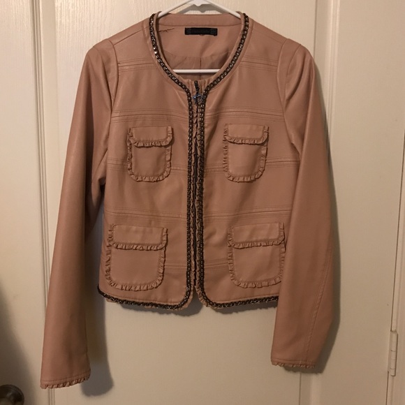 Peach pink Faux Leather jacket - Picture 2 of 7