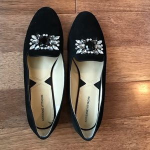 Adrienne Vittadini black jeweled loafer flats
