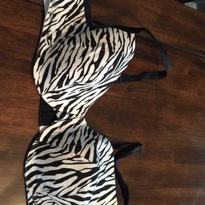 Zebra print cotton t-shirt bra